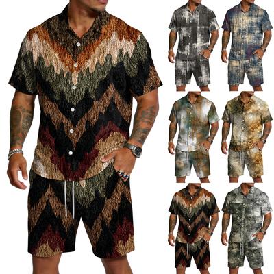 Men's Casual Lightweight Breathable Short-Sleeve Shirt And Shorts Set