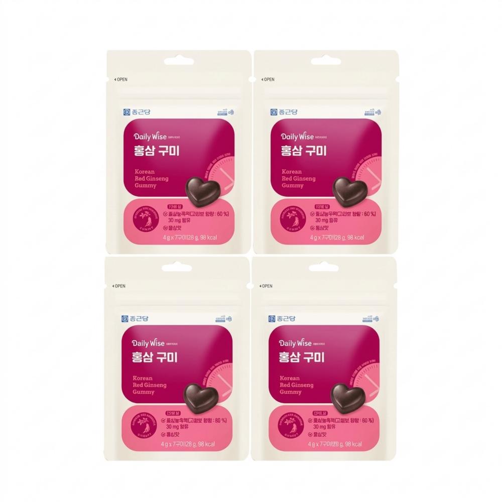 Chong Kun Dang Daily Wise Red Ginseng Gummies 7-Day Supply (4 pcs, 7 servings)