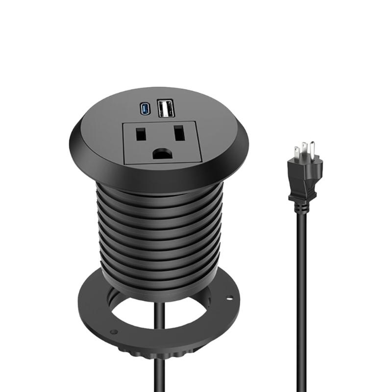 Hiddens Embedded Round Socket Power Outlet 18W USB A and Type C Charging Port 50mm Cutout Safe for Home Office Use