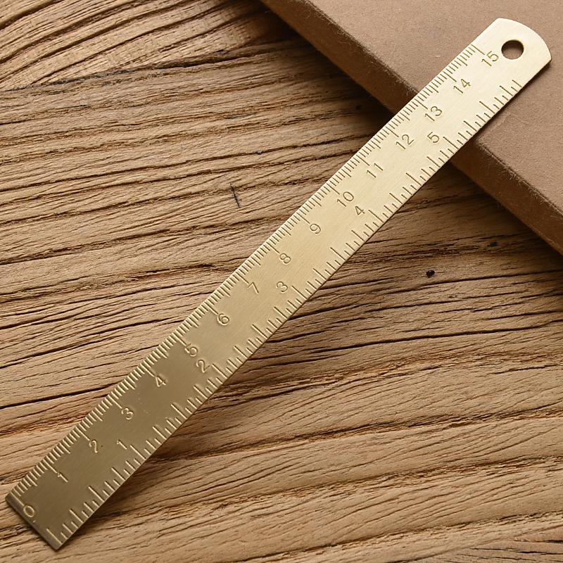 1Pcs Vintage Brass Straight Ruler High Quality Triangle Ruler Protractor For Students Measuring Tool School Stationery Supplies