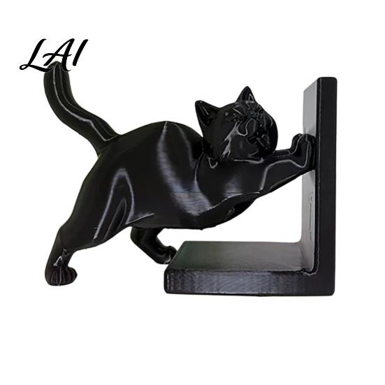 Sturdy Non Slip Book Supports for Kids 3D Printed Cat Bookend Bookshelves Decorative Ends Office Desk Home Library & Study Room Modern Minimalist