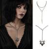 Punk Lariat Y Necklace, Gothic Bat Pendant Necklace, O Ring Long Necklace, Adjustable Slip Chain Necklace Jewelry Gift for Women