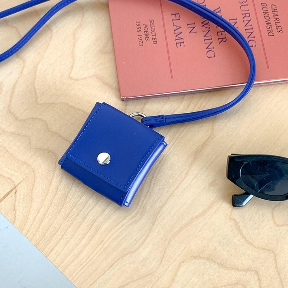 PU Leather Hanging Neck Headphone Bag Portable Small Coin Purse Lanyard Lipstick Bag  Women