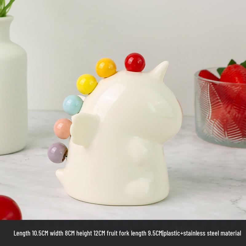 Creative Colorful Unicorn Dessert Fork Set - Cute Cartoon Stainless Steel Cake Ornaments