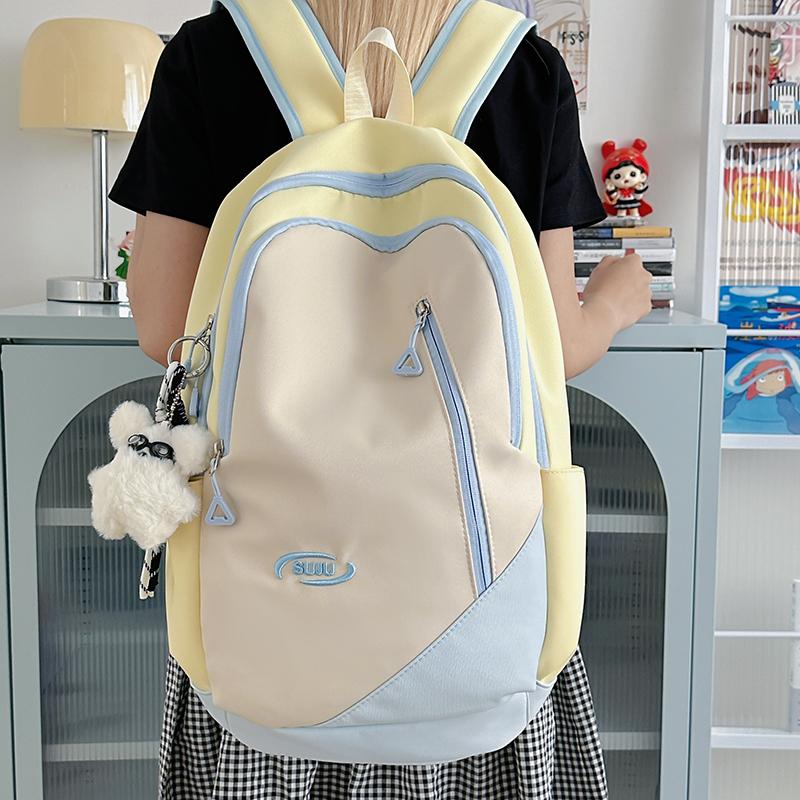 Junior School Student Schoolbag Color Contrast Backpack Girl College Style Backpack