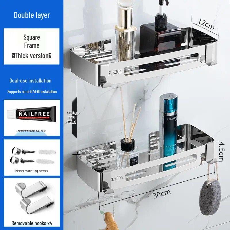 Qianyu Thickened 304 Stainless Steel Bathroom Corner Shelf