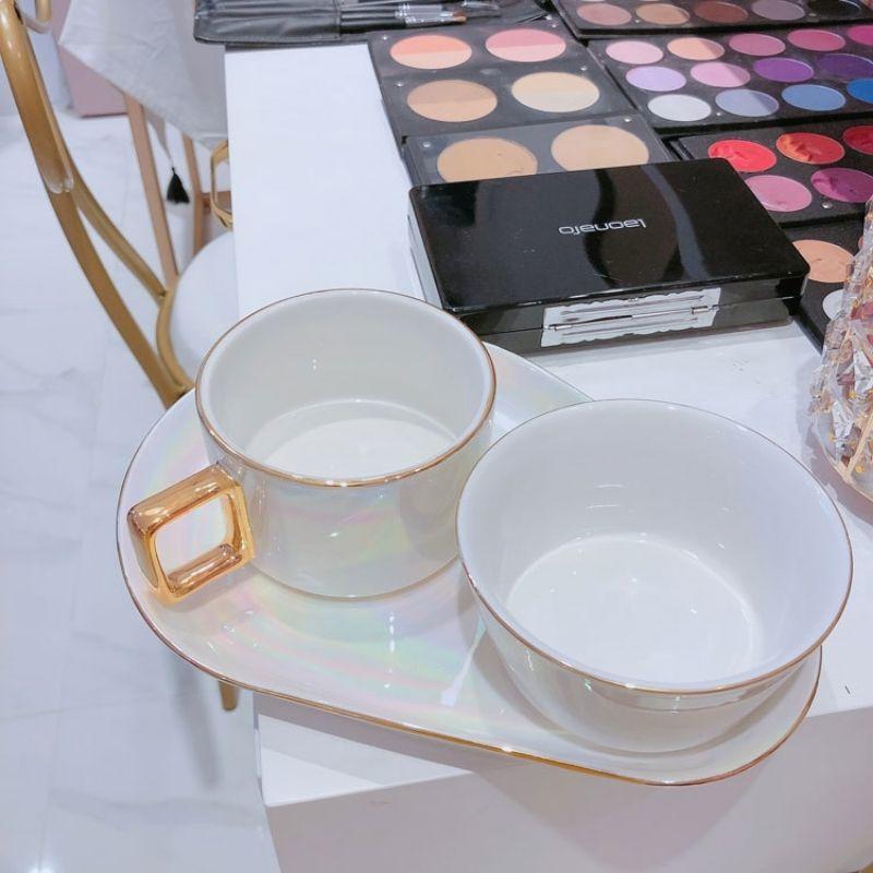 Gold coffee cup suit ceramic companion latte afternoon tea bubbles coffee cup ceramic cup