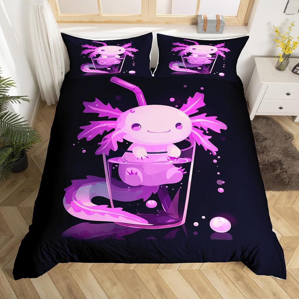 Ocean Sealife Duvet Cover Full Sizecartoon Salamander Comforter Cover Boys Girls Teens Bedspread Cover 3Pcs With 2 Pillowcases