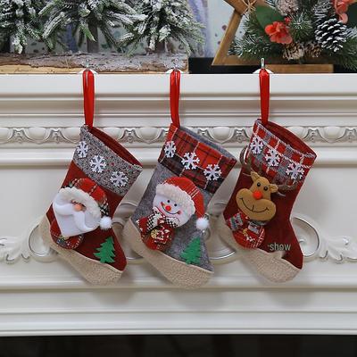 Cartoon Fabric Christmas Stocking Gift Bag - Creative Holiday Decoration Prop