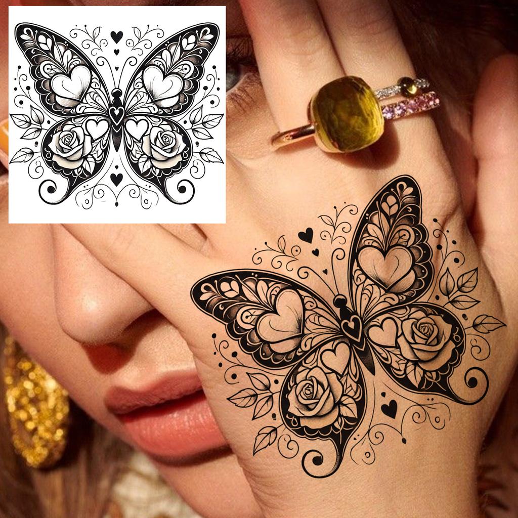 1 Sheet Butterfly Temporary Tattoos For Women Hands Clavicle Neck, Fake Tattoo Stickers Waterproof Long Lasting Realistic Tatoos