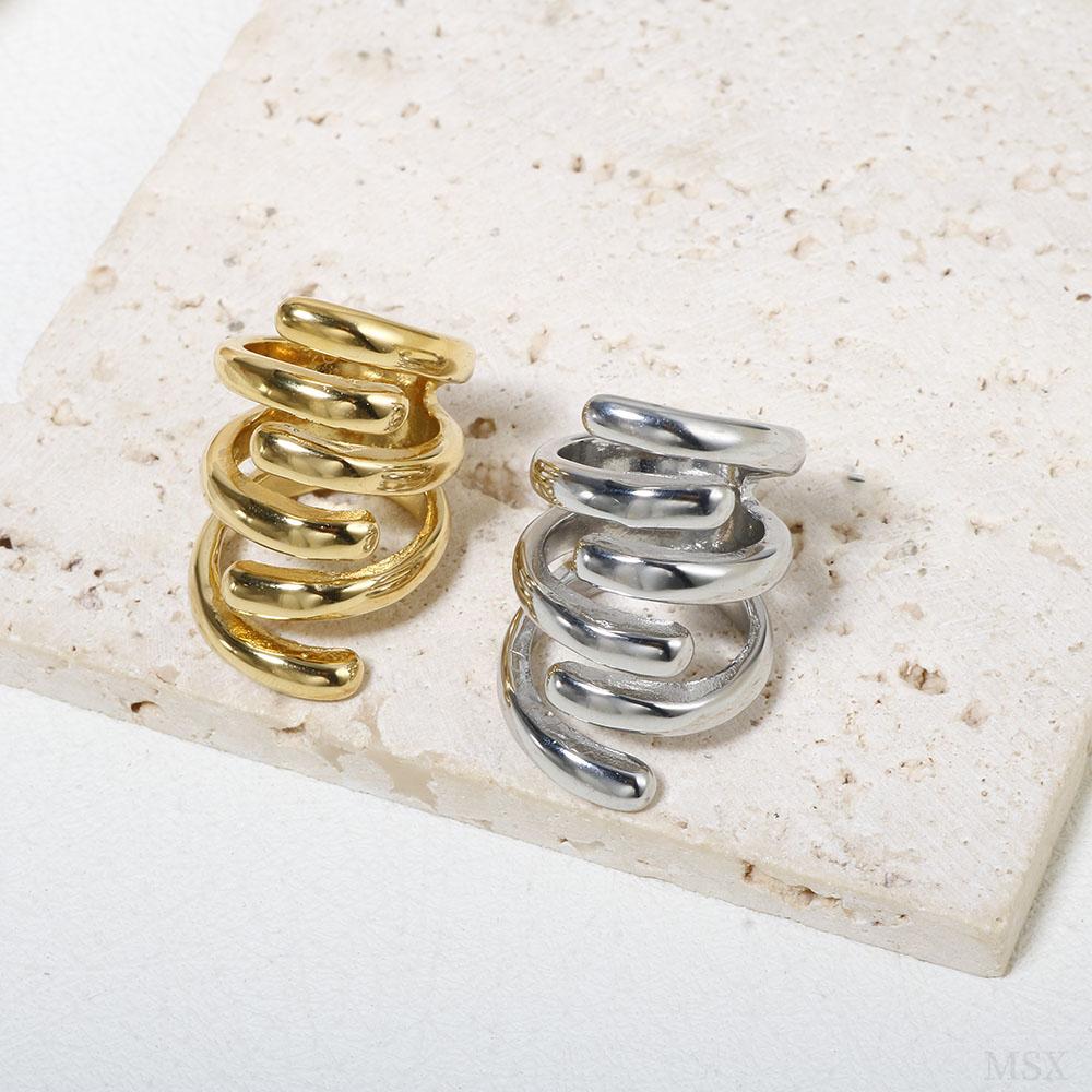 JOVO LOVE Drahtgeflecht Punk Style Edelstahlringe für Frauen Goldfarbe elegantes Design Schmuck Partyzubehör neu