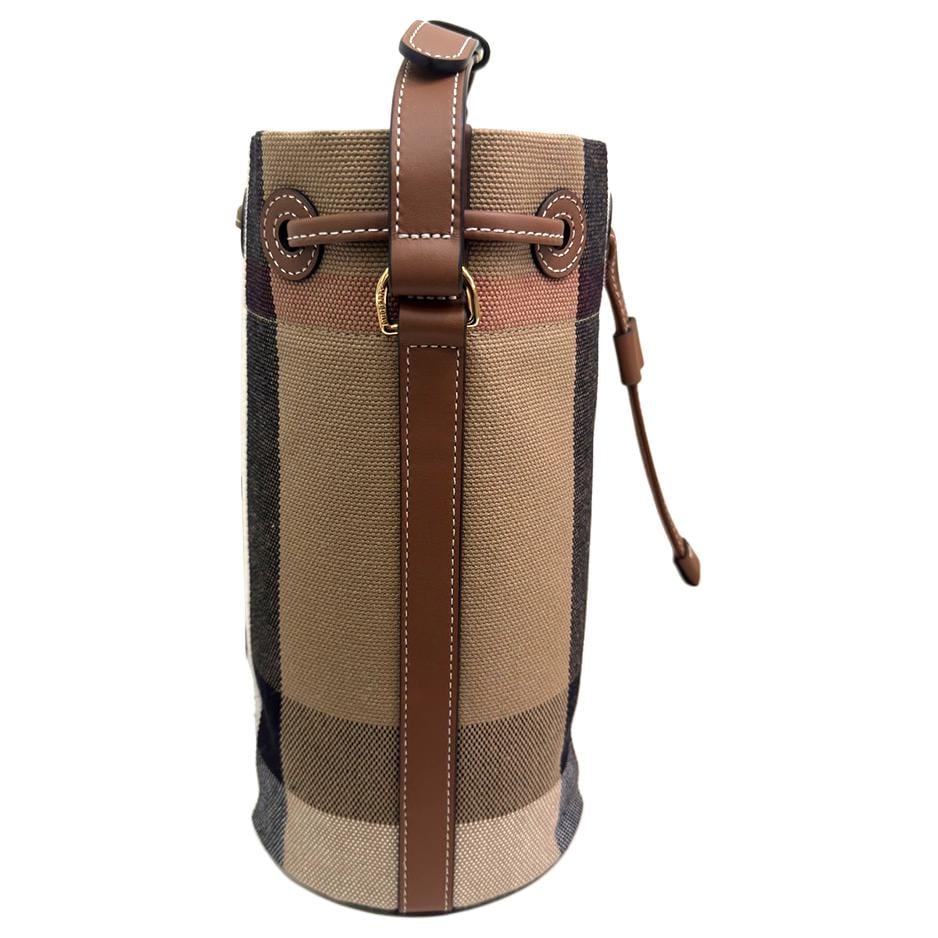 Burberry Cotton Linen Blend With Cow Leather Crossbody Bags Women's Brown 80840451