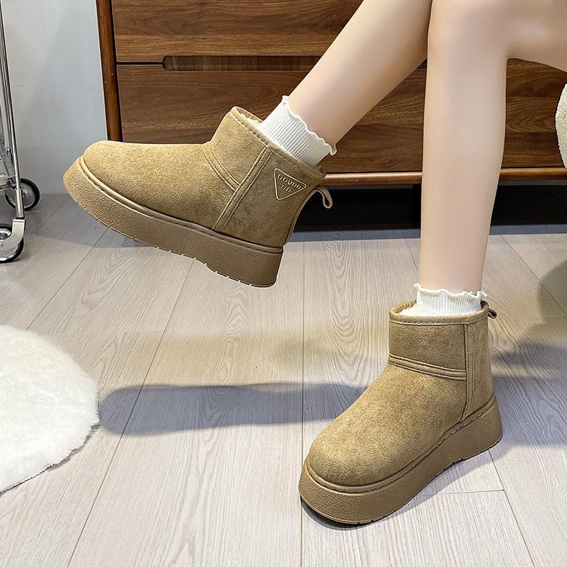 Winter Women Short Plush Warm Snow Boots Casual Shoes New Suede Fur Chelsea Ankle Boots Flats Platform Ladies Shoes Botas