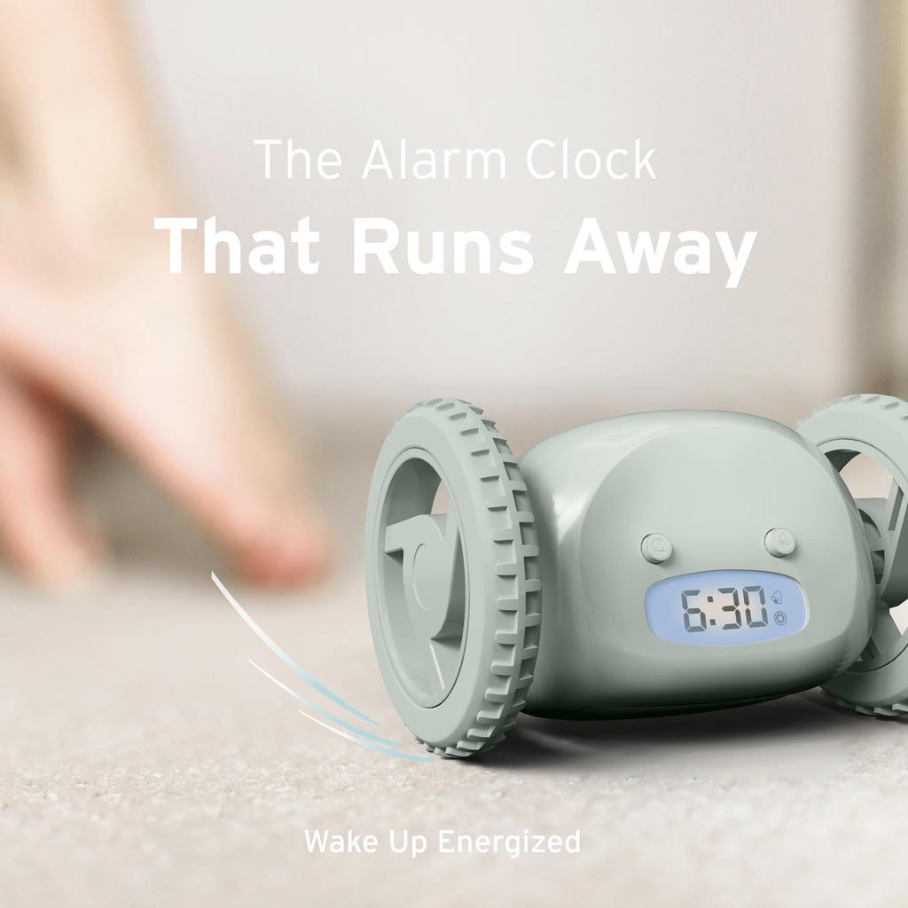 Clocky Super Loud Alarm Clock for Wheel Easy To Super Smart Snooze Digital Bed Shaker Alarm Funny Gift for and Bedrooms Sleepers, Roll-Away Vibration,