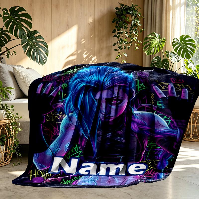 Custom Name Personalized Jinx Print Blanket, Home Decor, Bedroom, Sofa, Camping, Couch, Gifts for Birthday ChristmasEnthusiasts
