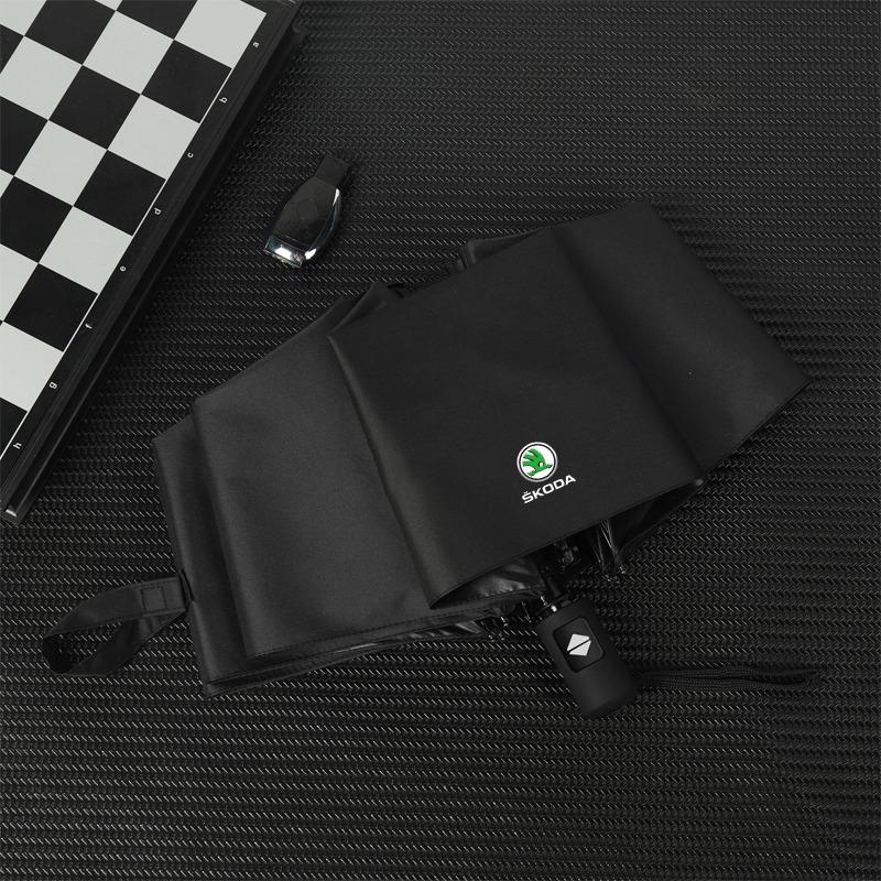 1Pcs Windproof Rain Fully Automatic Compact 3 Folding Umbrella Car Accessories For Skoda Octavia MK2 MK3 2 3 A7 Fabia Karoq Kodiaq Superb Rapid Kamiq