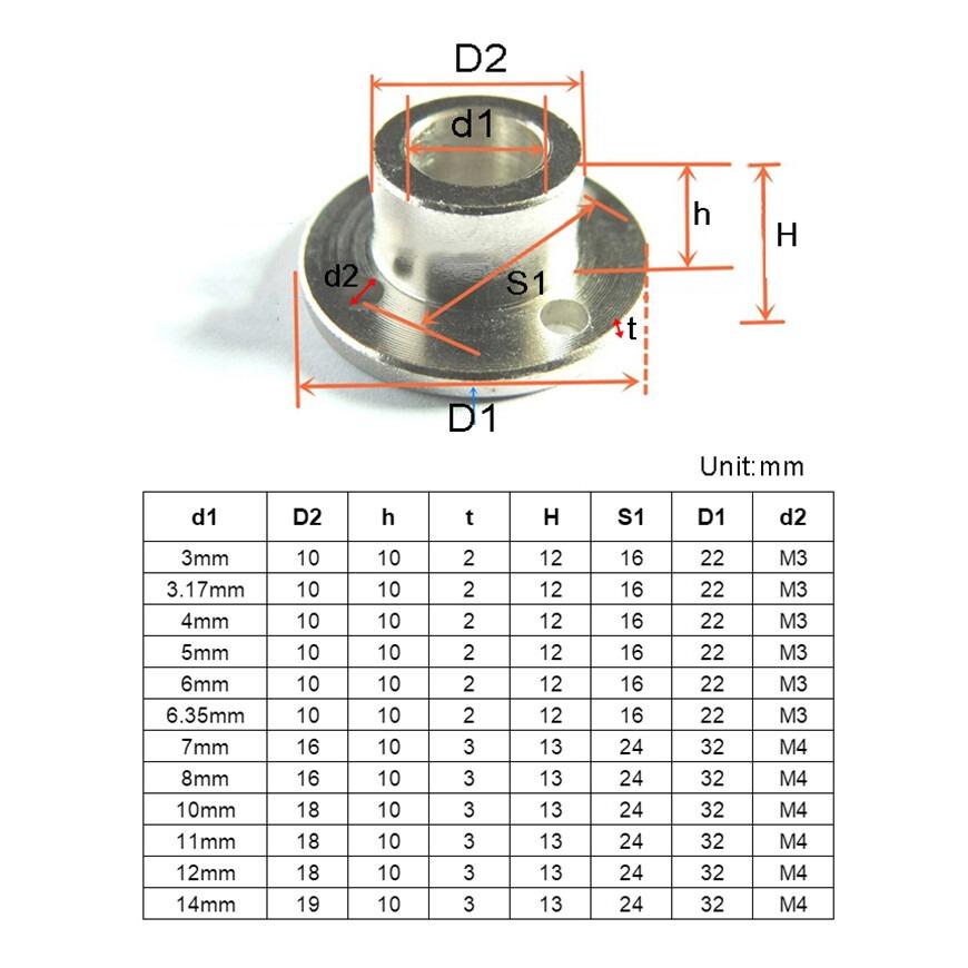 4pcs Flange Coupling Motor Guide Shaft Coupler Motor Connector Power 3mm- 14mm With Screws Flange Coupling Shaft Axis Fittings