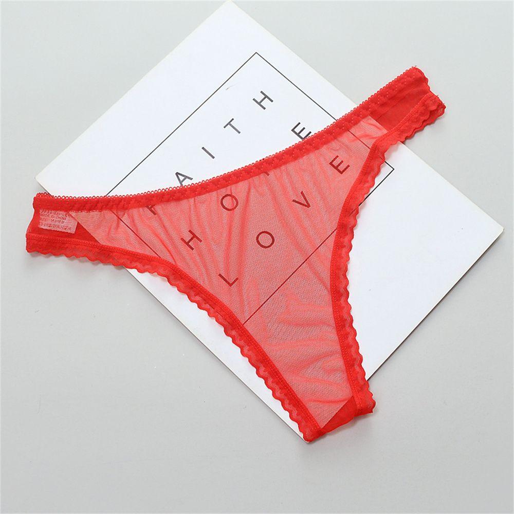 String Low-Waist Lace Underwear Transparent Knickers Women Lingerie Female Perspective Thong Sheer