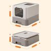 FEANDREA Cat Litter Tray with Lid for Cats up to 15 kg Oatmeal Warm Grey