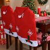 Christmas Chair Cover Non-Woven Santa Hat Shape Red Xmas Chair Back Covers with Snowflake