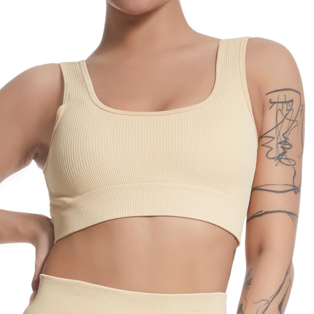 Hot-Selling Women's Seamless V-Neck Yoga Tank Top - Ribbed, High Elastic & Shockproof Sports Bra