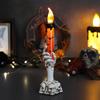 Vintage Style Halloween Ornaments LED Ghost Candle Light, Spooky Hand Lamp Flameless Flickering Lamps Tabletop Decor, Horror Light for Party