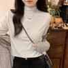 Autumn and Winter Velvet Thickened Long-sleeved Bottoming Shirt T-shirt for Women 2024 New Style Half Turtleneck Slim Slim Inner Top