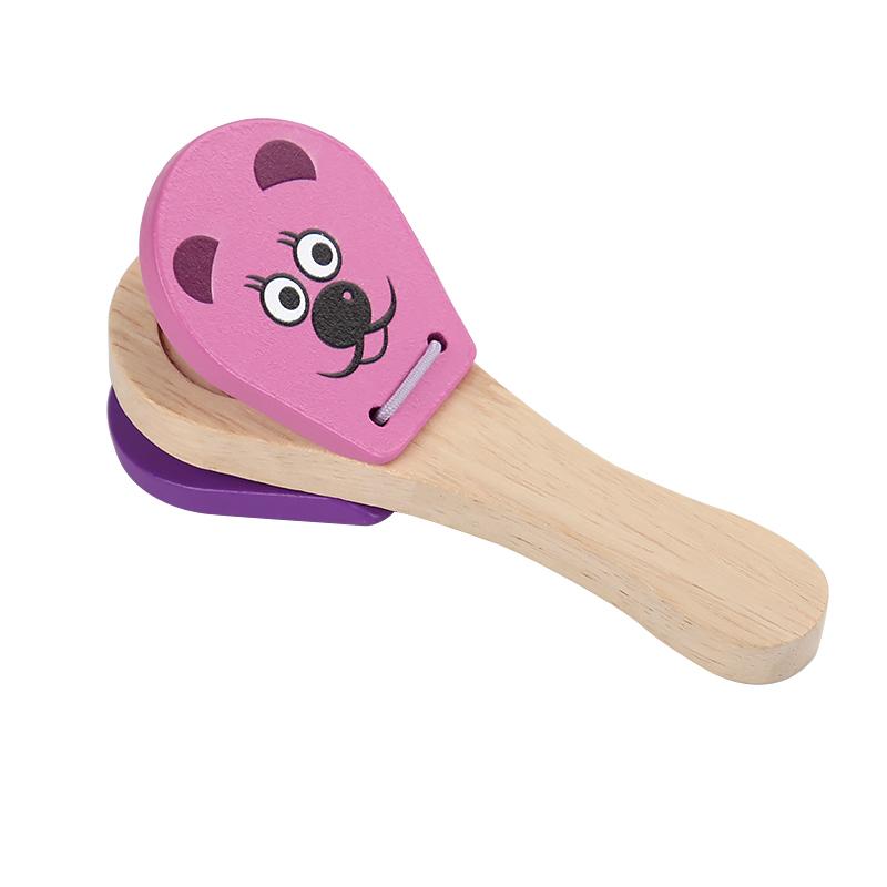 Kids Cartoon Wooden Castanets Bells Music Instruments Baby Clapper Handle Musical Instruments Toys Educational Toys For Children
