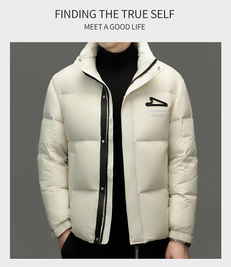 Men's 2025 Winter Fashion Down Jacket, Thick and Warm with Detachable Hood.