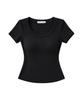 Keulleiseu U-Neck Bra-Cap Slim Fit Crop Short Sleeve T-Shirt_Light Blue