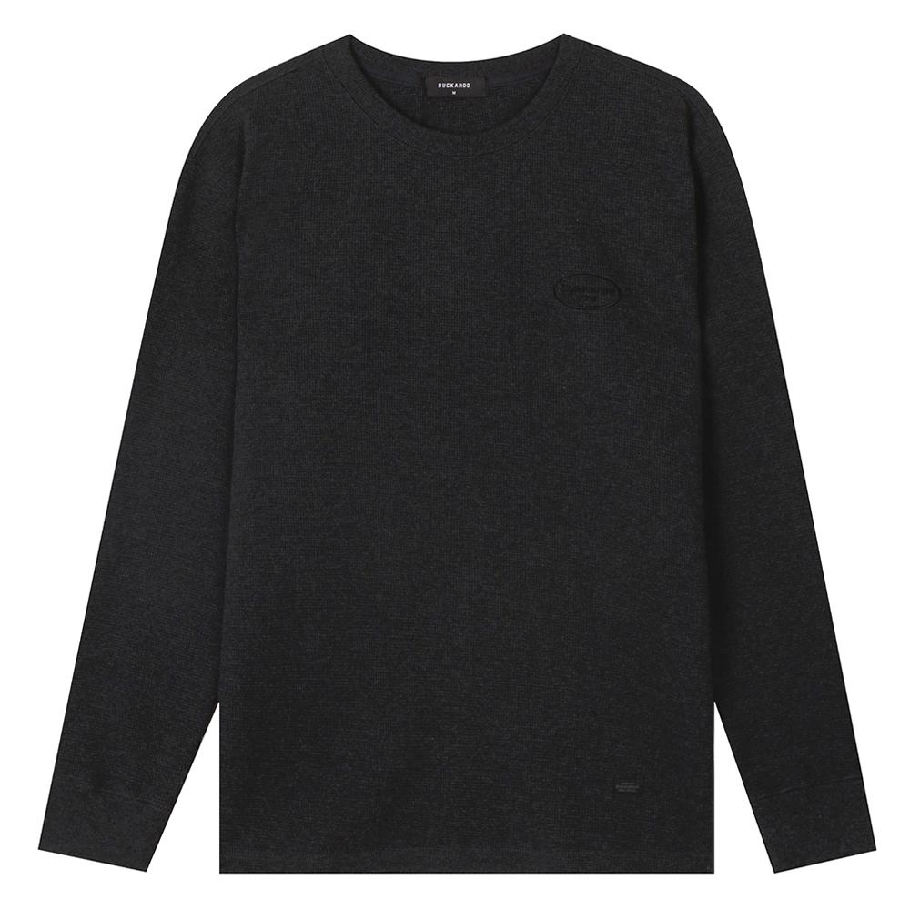 Burkeru Waffle Basic Round Neck T-Shirt Charcoal Gray Charcoal Grey_M