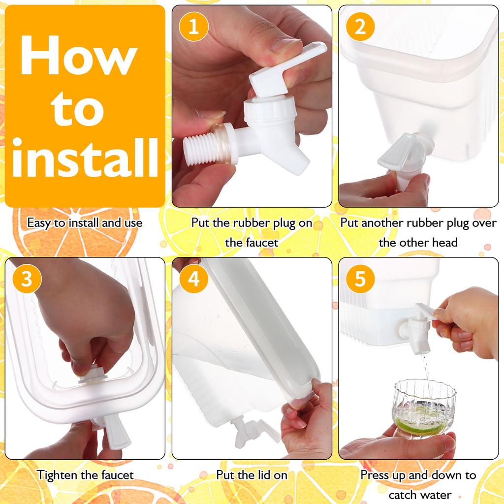 2Pcs Plastic Water Dispensers Fridge Liquid Dispenser Drink Dispenser With Tap Iced Beverage Dispensers For Milk Ice Water Cockt