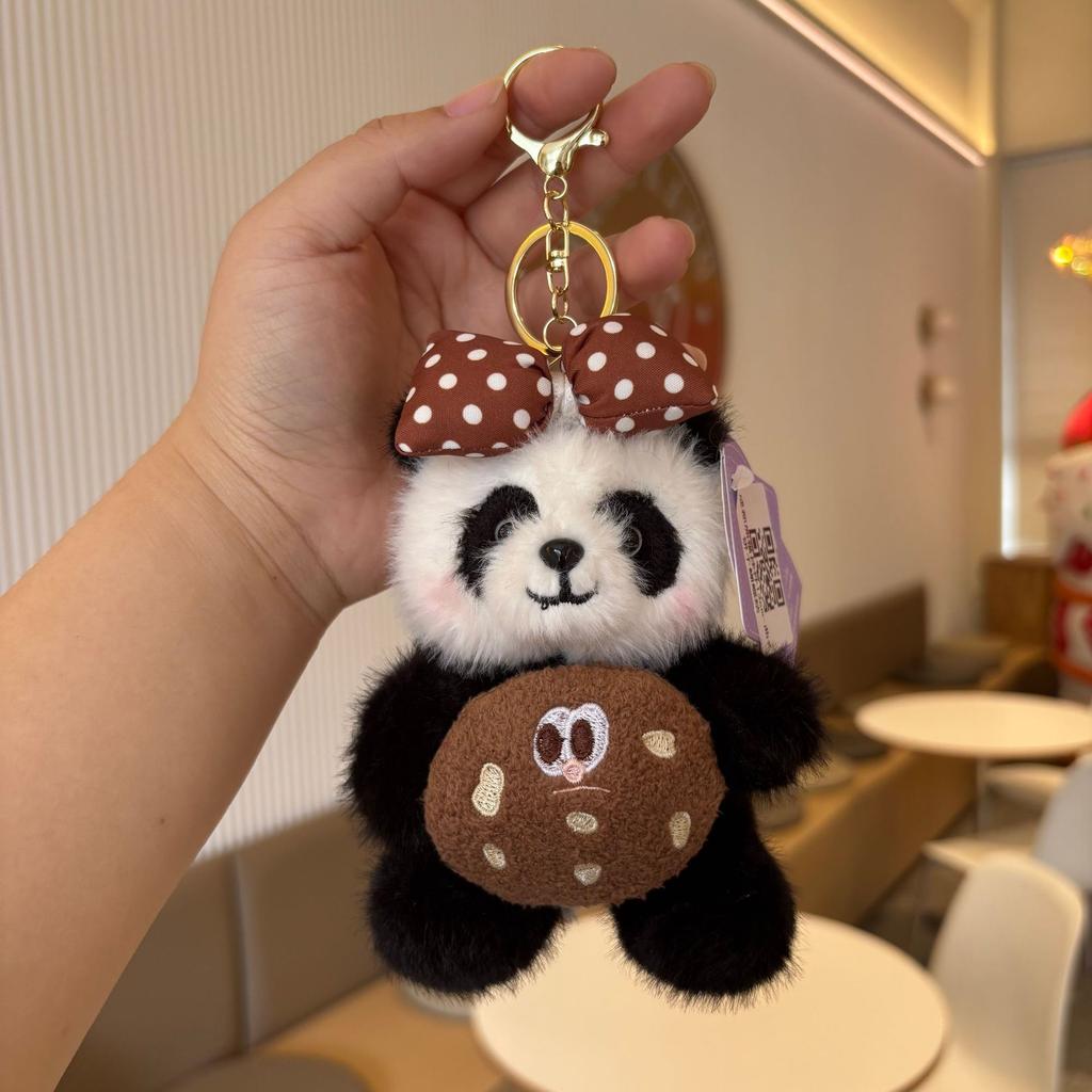 Chengdu Cartoon Cute Flower Panda Strawberry Persimmon Backpack Plush Panda Pendant Little Panda Doll