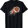 Europäische Größe 2D - Herren Vintage Fußballmuster T-Shirt - Rundhals-Kurzarm-T-Shirt, auffälliger American-Football-Druck, Regular Fit Freizeitshirt