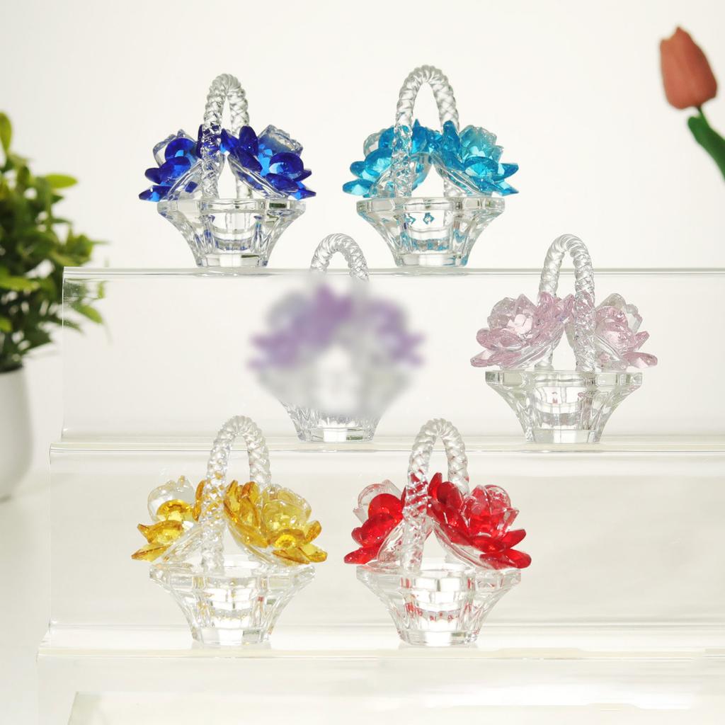 Coș Romantic cu Flori de Cristal cu Trandafiri Cadou pentru Ea de Ziua Îndrăgostiților și Zile de Naștere