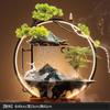 Creative LED Lamp Circle Reverse Flow Incense Burner Attract Wealth Cycle Flowing Rain Curtain Ornament Home Decoration