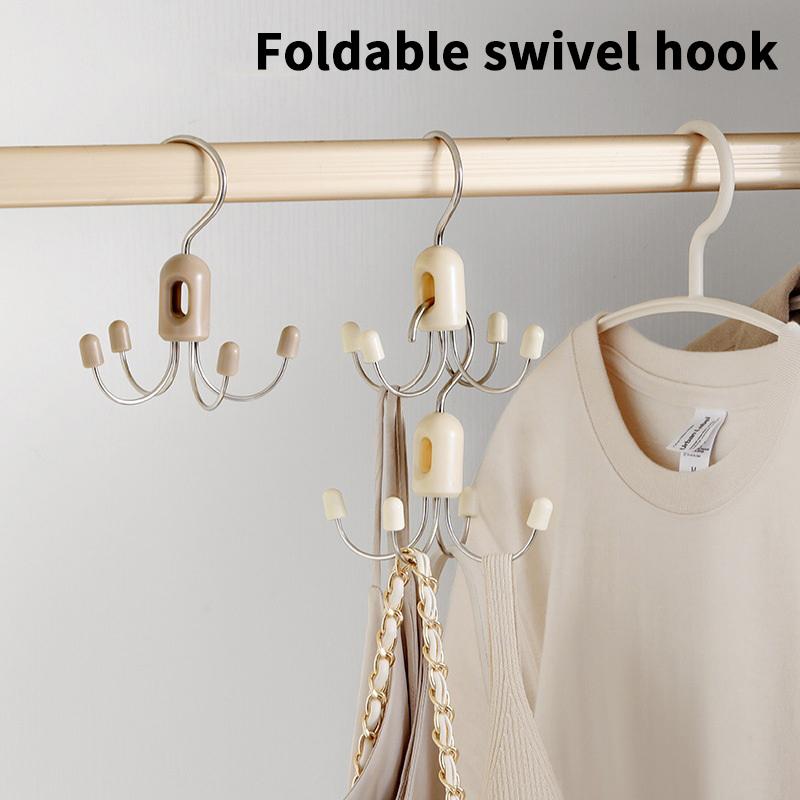 Foldable Hook Underwear Sling Bag Hat Storage Artifact Multifunctional Home Wardrobe Rotating Metal Hook