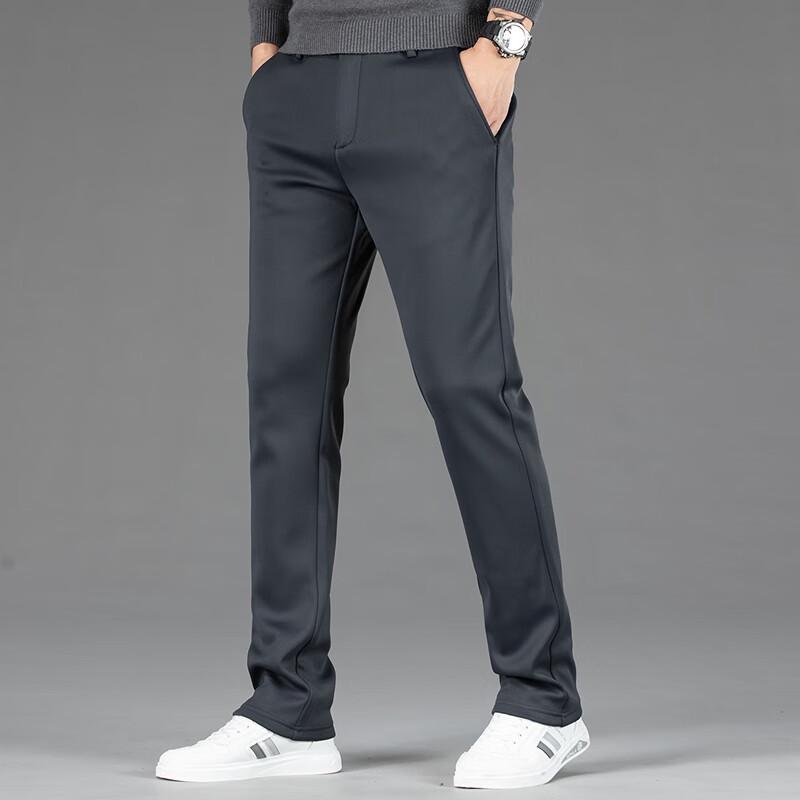 FAPAI Men's Winter Lined Straight-Leg Casual Pants