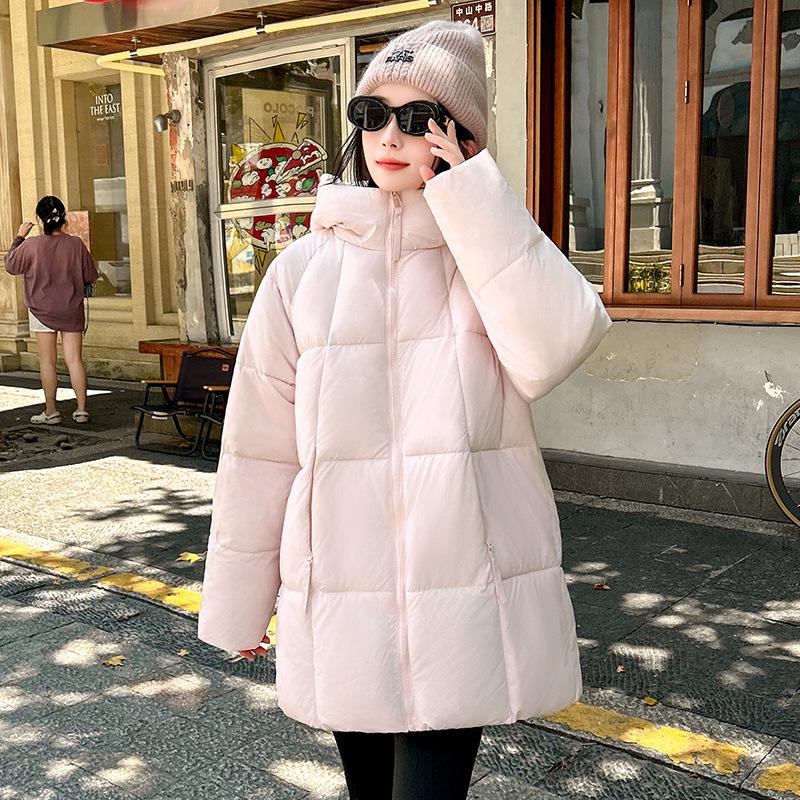 Cotton-padded Women Puffs Soft Bread Clothing Autumn and Winter New Hooded Padded Student Cotton-padded Jacket Long Cotton-padded Jacket.