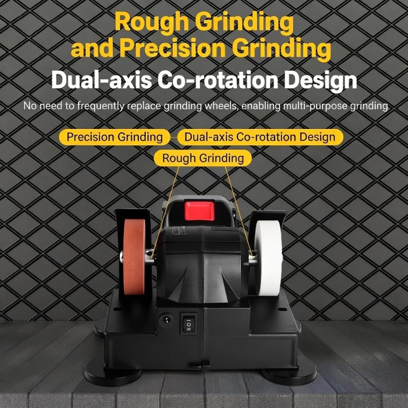 Double Wheel Mini Grinder 100/120 Mesh Wheel 21V 60W Cordless Sharpening Tool Crafting Tool Sharpening Polishing Project