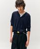 NOIRER Layered Henley Neck Long Sleeve T-Shirt (Navy Gray)