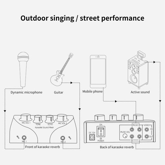Microphone Amplifier Professional Dual Mic Input Mini Household Computer Phone Karaoke Echo Mixer