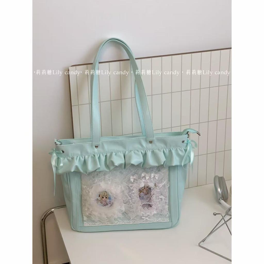 Ruffles High Capacity Bags for Woman Original Sac Femme Crossbady Shoulder Bag Sweet Bolsos mujer Transparent Bolsas Bolsa