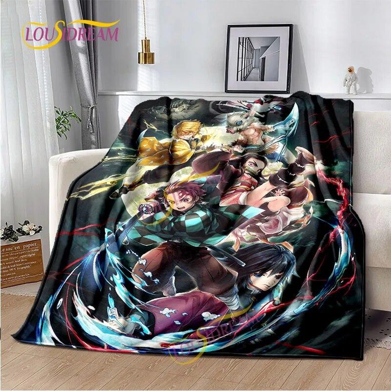 Japanese Cartoon Series Blanket Living Room Bed Sofa Travel 3D Demon Slayer Blanket Cartoon Home Office Hiking Gift
