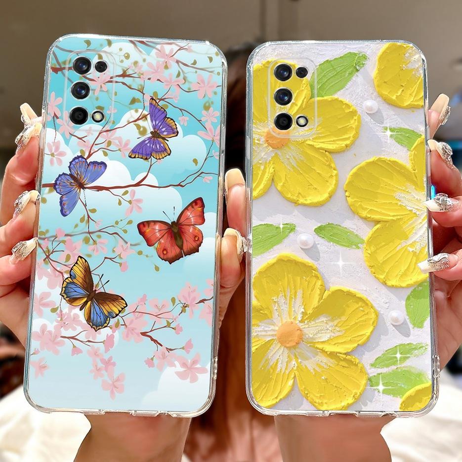 For Realme 7 Pro Case RMX2170 Colorful Flowers Painted Cover Soft Silicone Phone Case For Realme 7 5G RMX2111 Realme7 Pro Fundas
