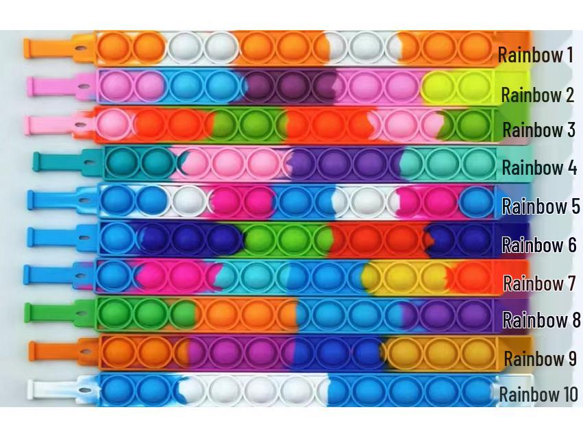 Rainbow Silicone Bubble Pop It Stress Relief Bracelet