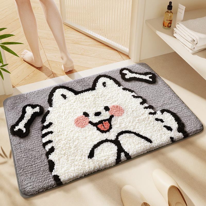 Süßer Bär Imitation Kaschmir Fußmatte Badezimmer Rutschfeste Matte Weiche und Schmutzabweisende Fußmatte Schlafzimmer Kühlende Bodenmatte