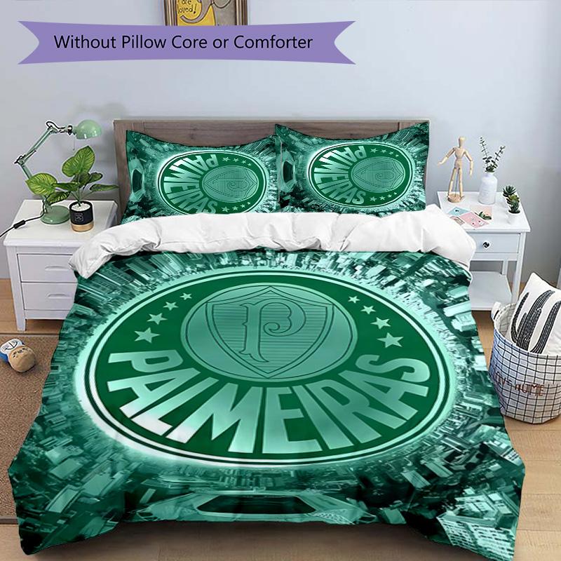 3pcs SE Palmeiras Logo Pattern Bedding Set Duvet Cover Set Includes Duvet Cover &pillowcases, Perfect All Season Bedroom Decoration & Gift