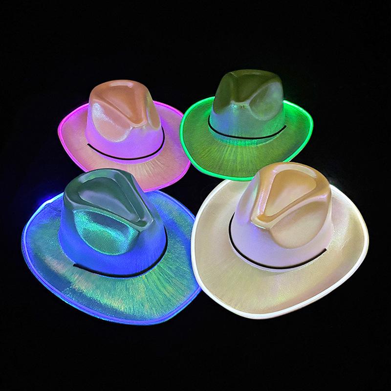 LED Light-Up Colorful Cowboy Hat for Halloween, Carnival, and Holiday Performances