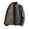 Fashion Casual Mens PU Leather Jacket Autumn Winter Thick Fleece Warm Outerwear Light Business Lapel Versatile Coat